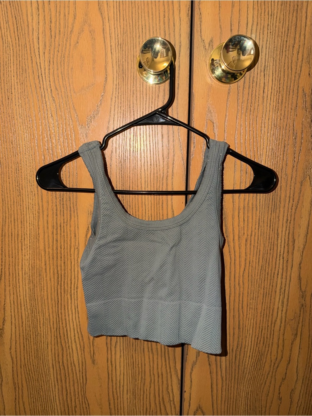 Nikibiki Ribbed Scoop Crop Tank - Gray